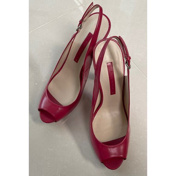 Zara Woman Open Toe Pump Size 10 Color Fuscia - Picture 6 of 9